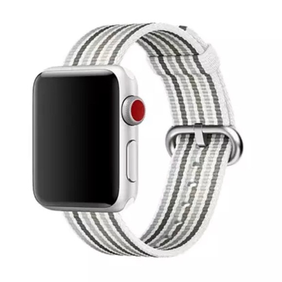NEW Grey Nylon Striped Band For Apple Watch - Picture 3 of 3